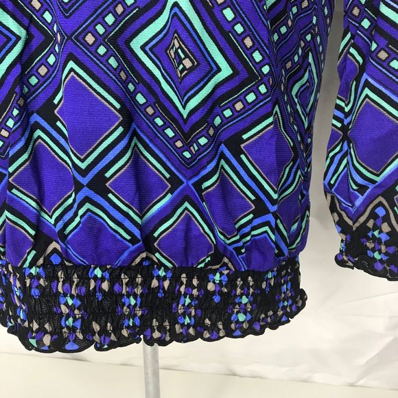 Style & Co. PS teal purple black crochet top - Picture 4 of 7